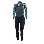 وت سوت زنانه طرح برگ های استوایی زرد و آبی